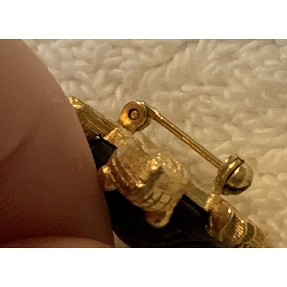 Vintage Trifari Signed Turtle Brooch Gold Tone Faux Tortoise Shell Pin 1960s - Picture 8 of 9